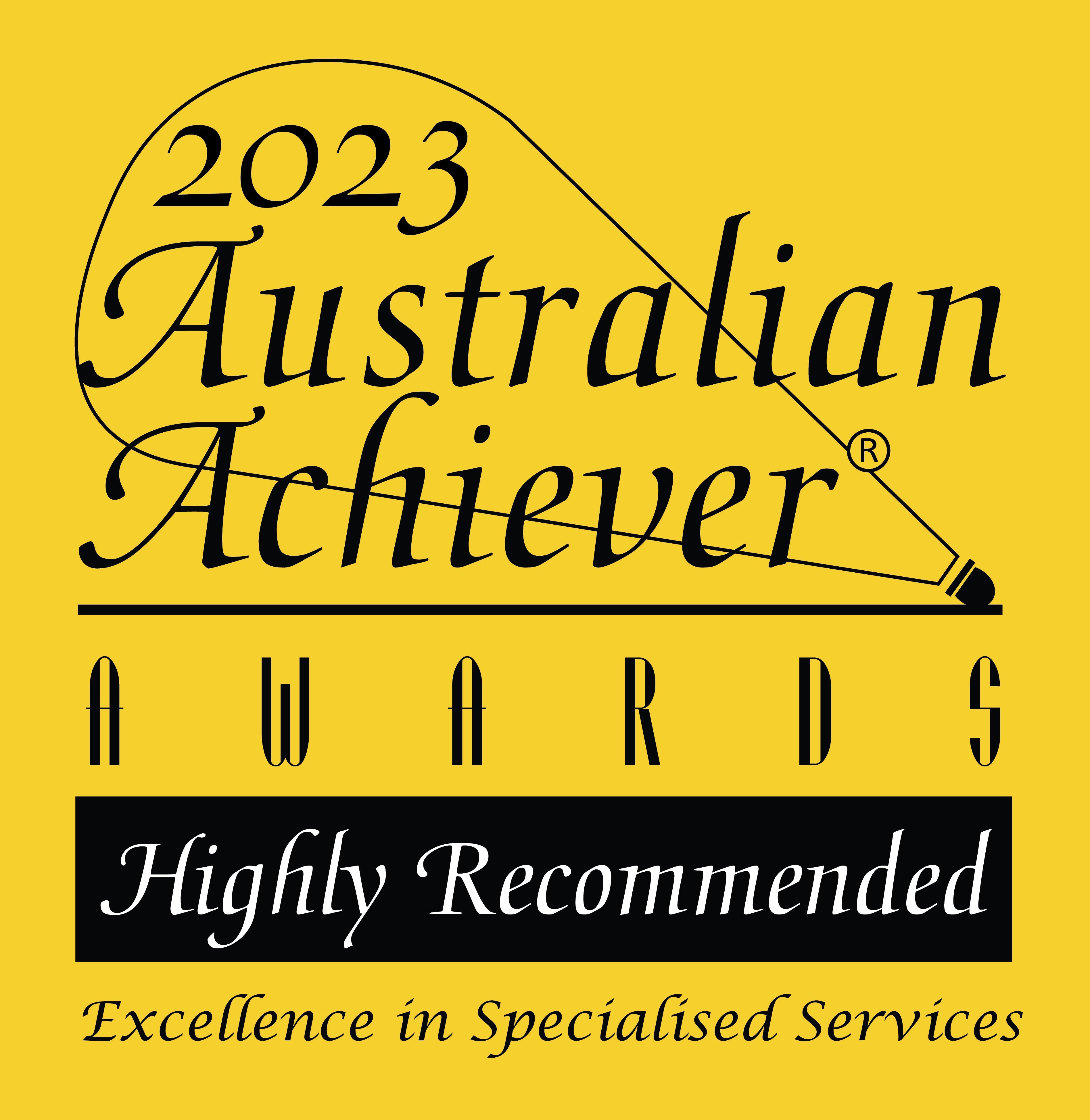 Australian Achiever Award logo recognizing CAQA Courses for excellence in specialized services.