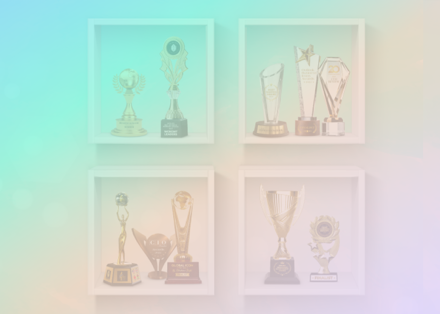 A display of trophies and awards highlights CAQA Courses' commitment to quality vet training.